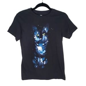 Hybrid Threads | Galaxy Cat T-shirt, Small (Unisex)